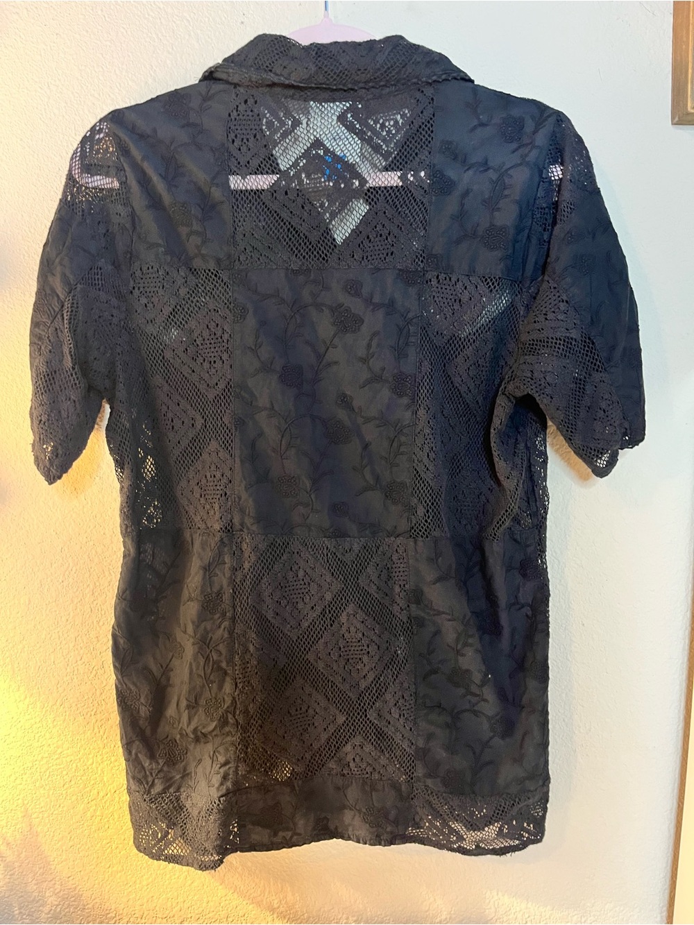 Farm Rio Short Sleeve Black Lace Top Size XS - Picture 7 of 8